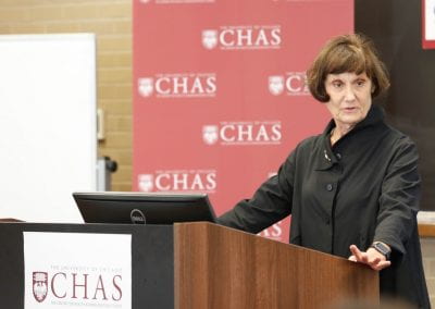 Jeanne Marsh speaking to an audience at the 2019 CHAS Paris Conference